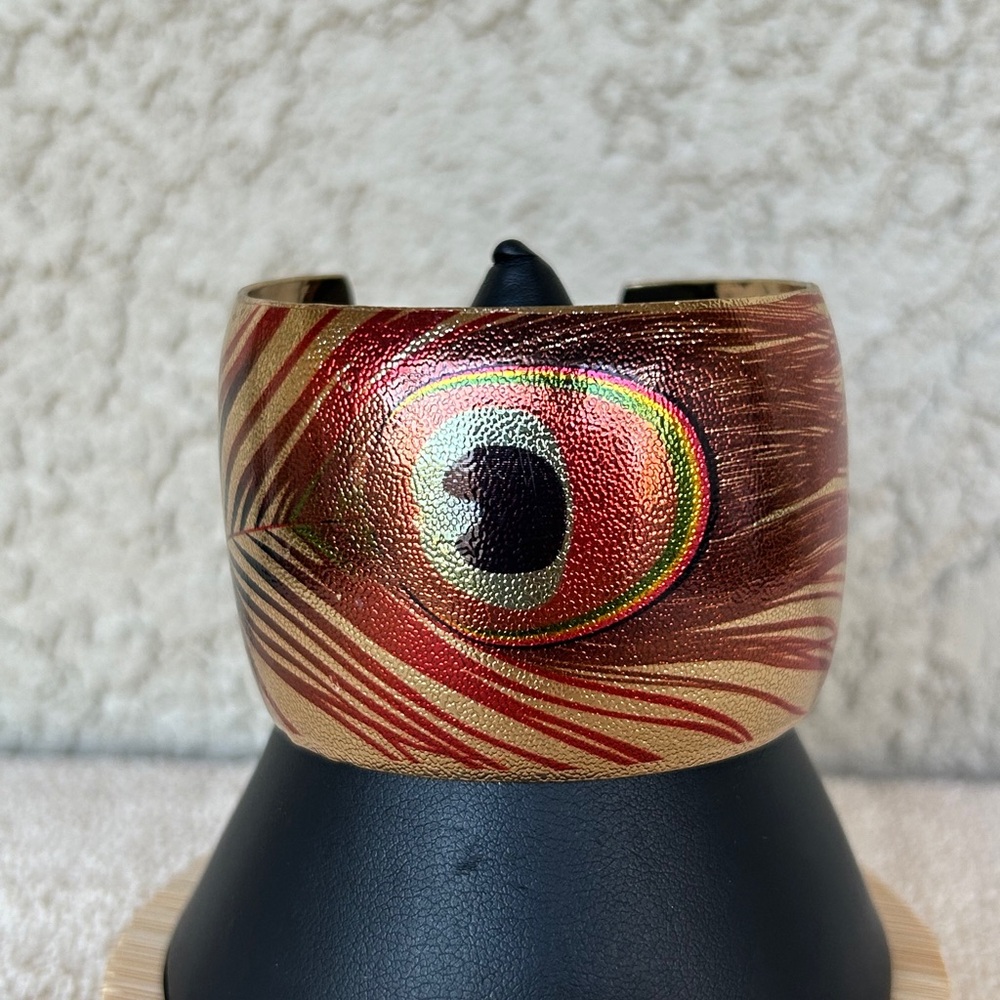 Eclectic Peacock Feather Design Cuff Bracelet